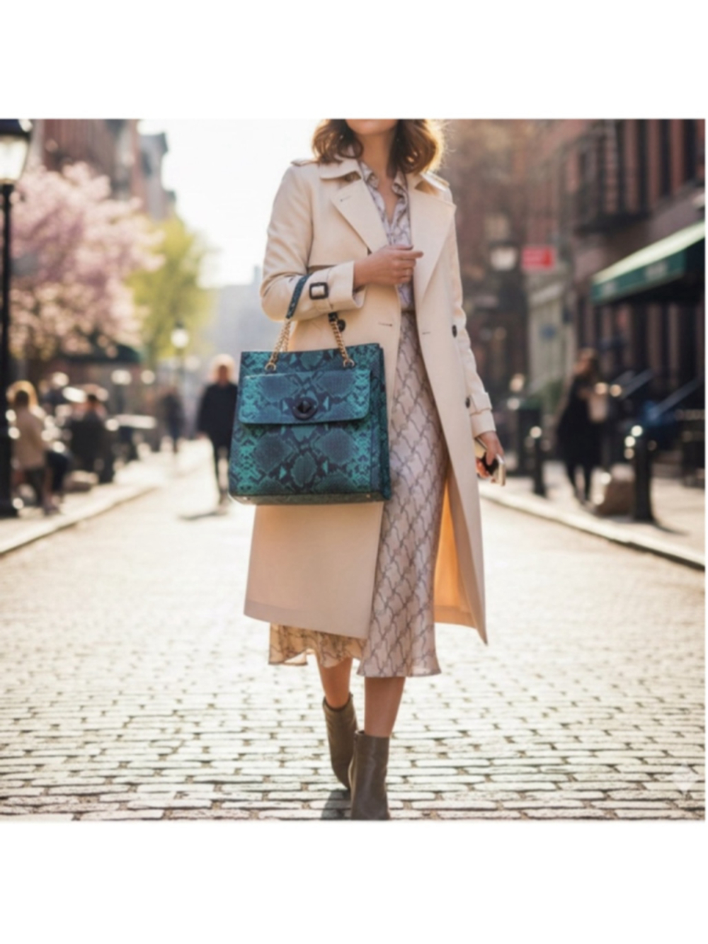 Kate Spade Teal Snakeskin South Kensington Tote Large - Picture 3 of 12